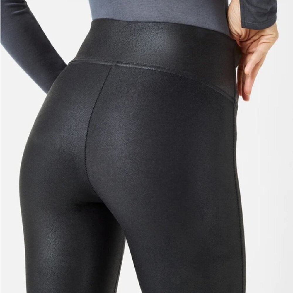 Spanx Black Faux Leather Leggings 27" Inseam - Picture 4 of 6